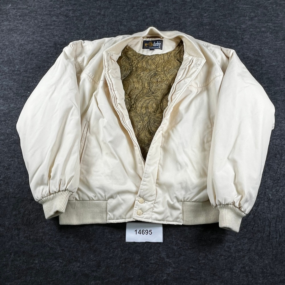 Derby of San Francisco Jacket Men 44 White Excellent Vintage Paisley Lining